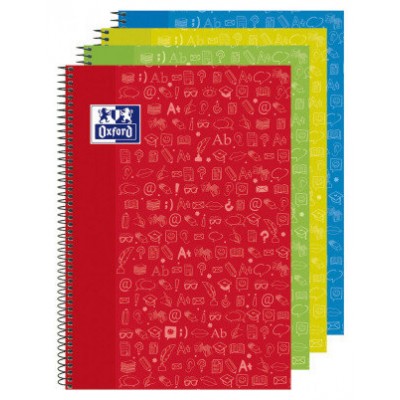 Cuaderno espiral 4X4 Fº 90g 80h Lenguaje T/D Write&Erase colores surtidos Oxford