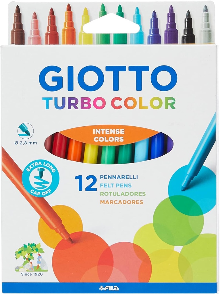 Rotuladores 12uds turbo color c/asa Giotto