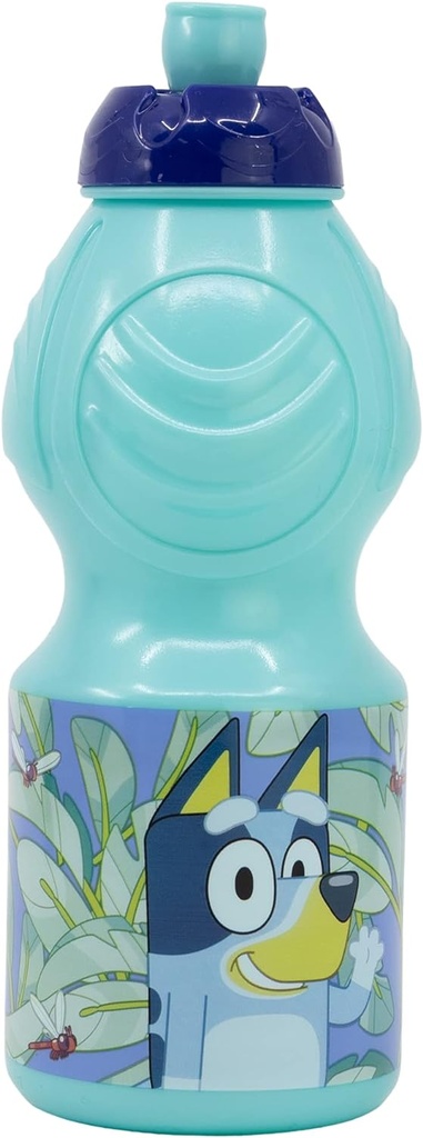 Botella de agua de plástico infantil con cierre anti goteo de 400 ml de Bluey