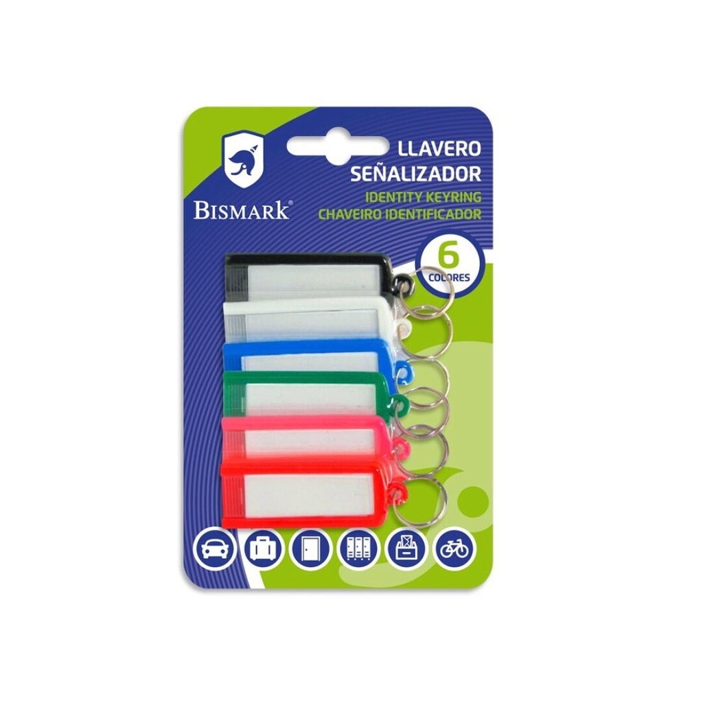 Llavero plástico 7cm colores surtidos 6uds Bismark