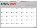 Calendario de Pared 2025 Basic, Calendario A3: 420 x 296 mm, Con espacio para anotar, Encuadernación espiral doble, Calendario 2025, Español Miquelrius