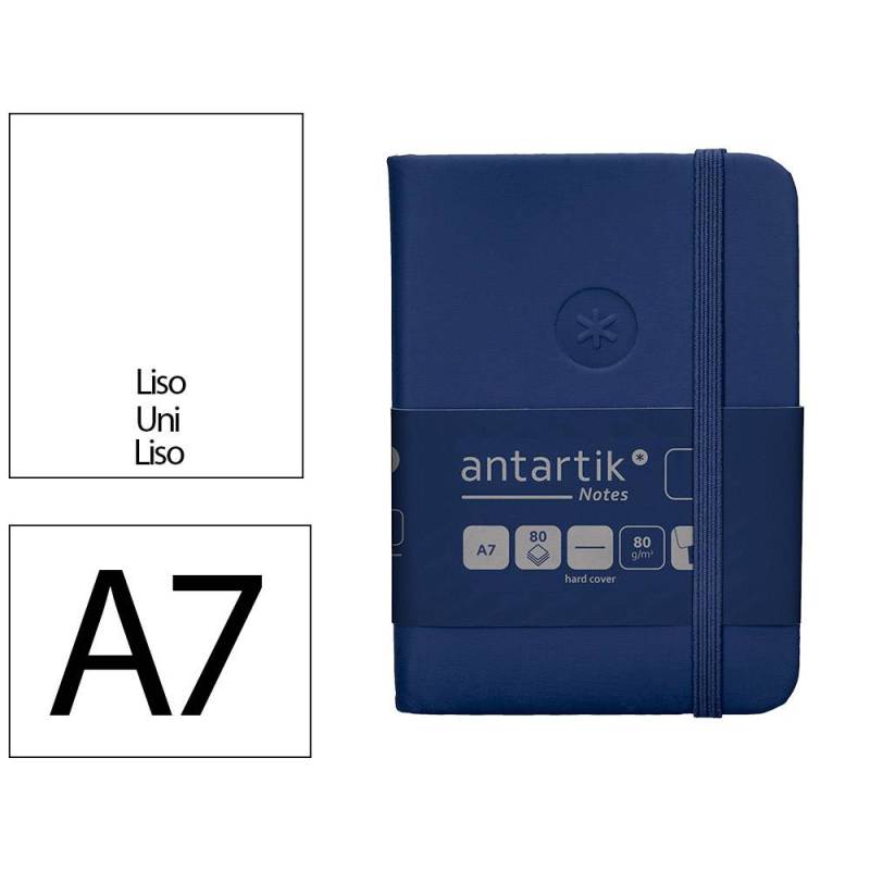 Libreta A7 Lisa 80g 80h T/D con gomilla Antartik