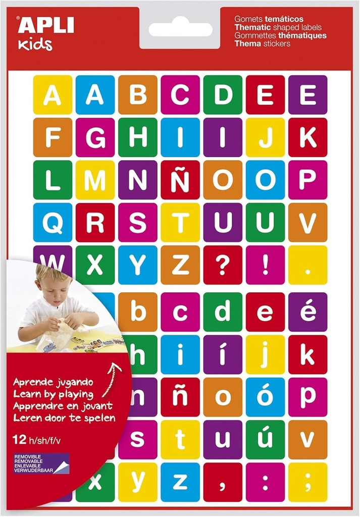 Gomets de colores con letras impresas Apli