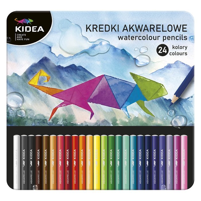 Lapices colores 24uds acuarela caja metálica Kidea