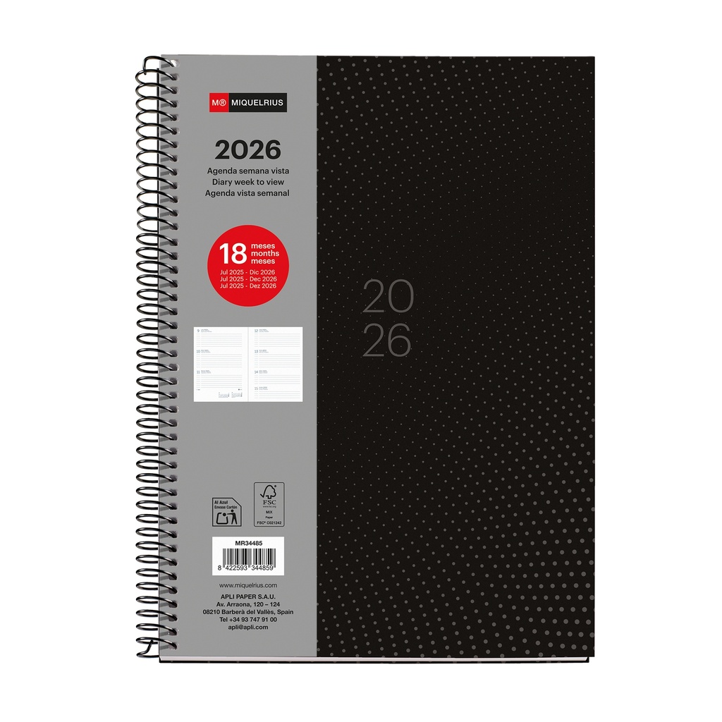 Agenda 18 Meses Plus Semana Vista Dots 25_26