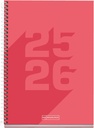 Agenda Escolar 25-26, Planificador 10 Meses: Septiembre 2025 a Junio 2026, Tamaño 150 x 213 mm, Semana Vista, Cubierta de Cartón Forrado, Espiral metálico, Español-Inglés Miquelrius 