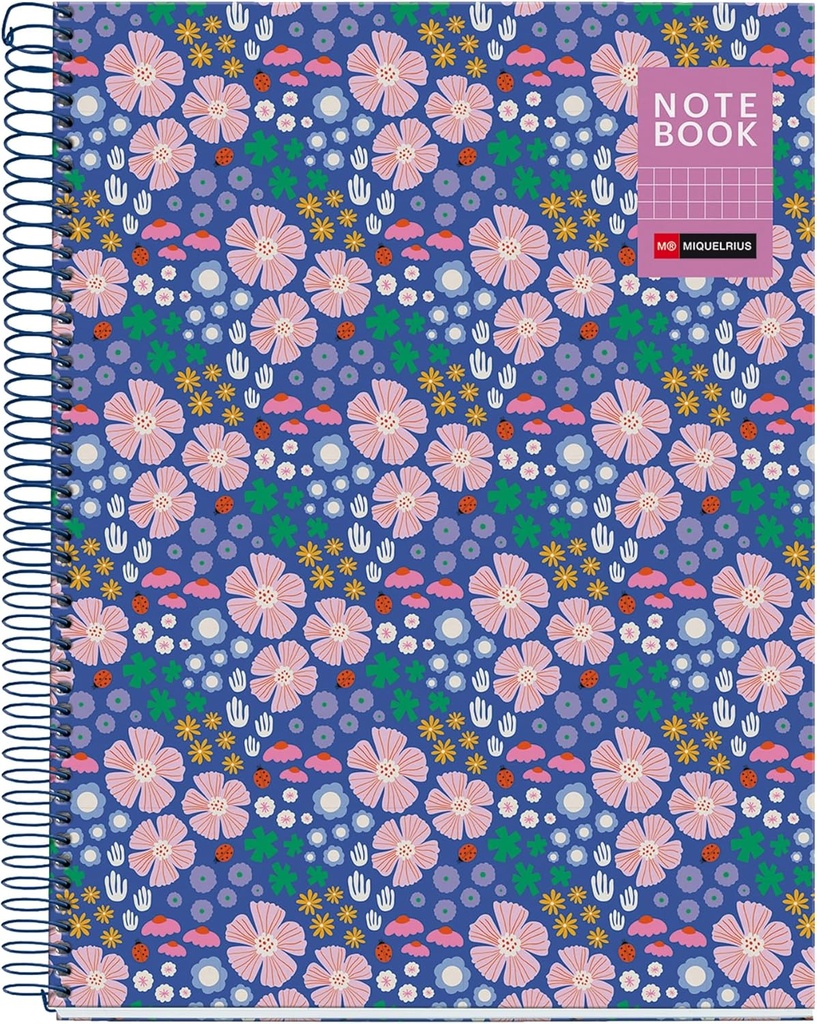 Cuaderno espiral 5X5 A4 90g 80h T/D C/M 4 1 banda 4 taladros microperforado Natura Ladybug Miquelrius