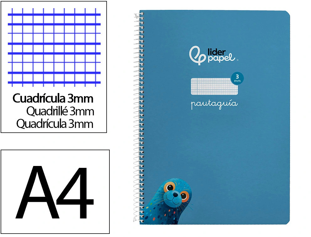 Cuadernos espiral 3X3 pautaguia A4 80h 90g T/D Liderpapel