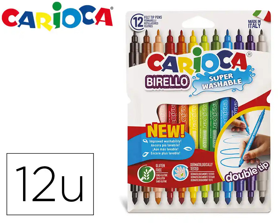 Rotuladores Carioca Birello bipunta 12uds