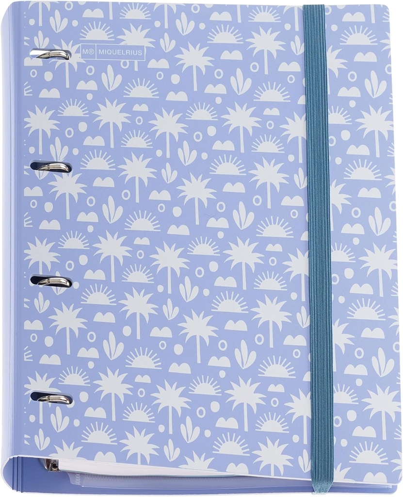 Carpeblock de plástico polyfoam, Carpeta anillas A4, Incluye un recambio de 100 hojas cuadriculadas + 4 separadores + 1 sobre de polipropileno, Archivador 4 anillas con cierre de goma Miquelrius