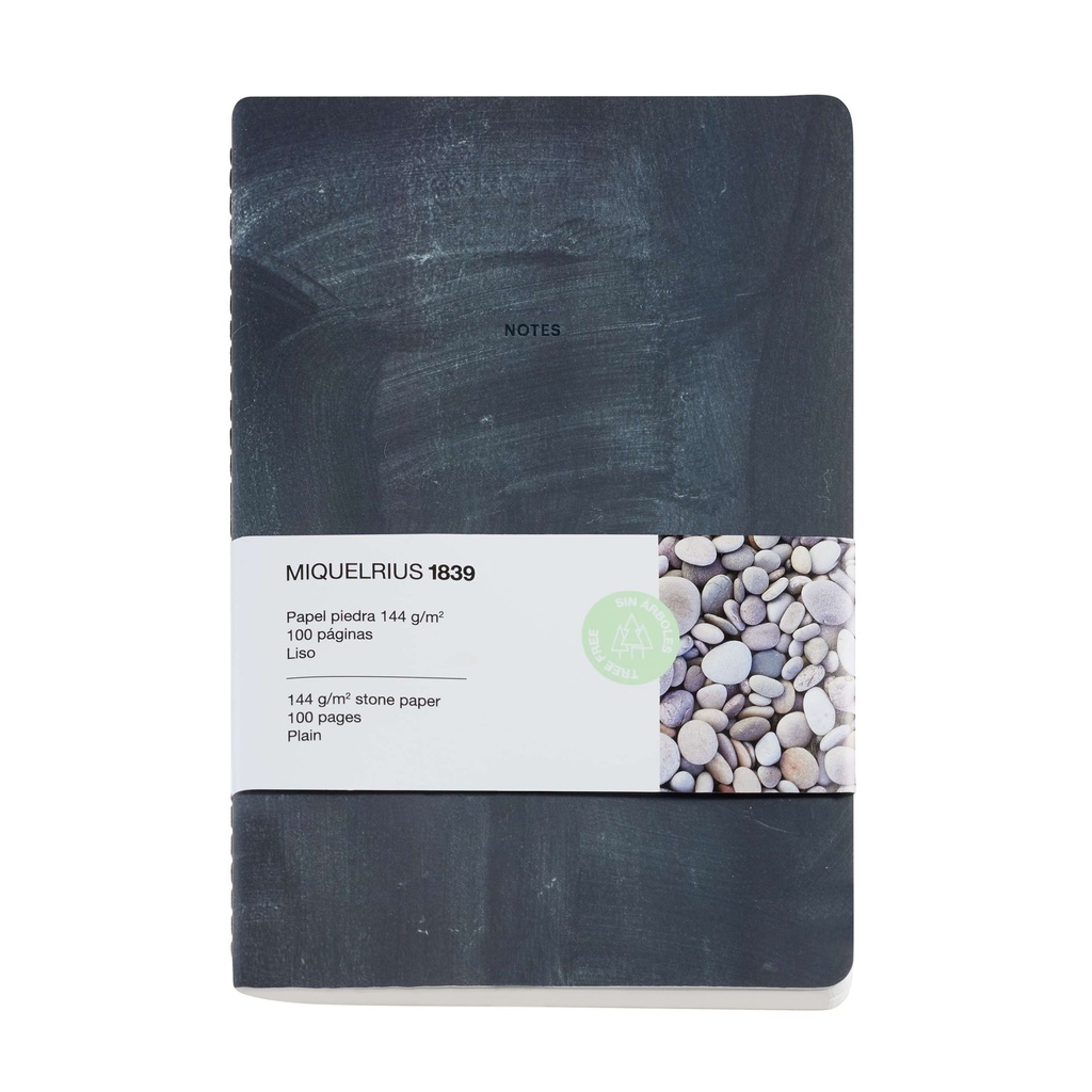 Libreta liso A5 140g 50h papel piedra negro Miquelrius