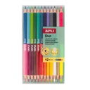 Lápices de colores de doble punta (bicolor) 12uds Apli