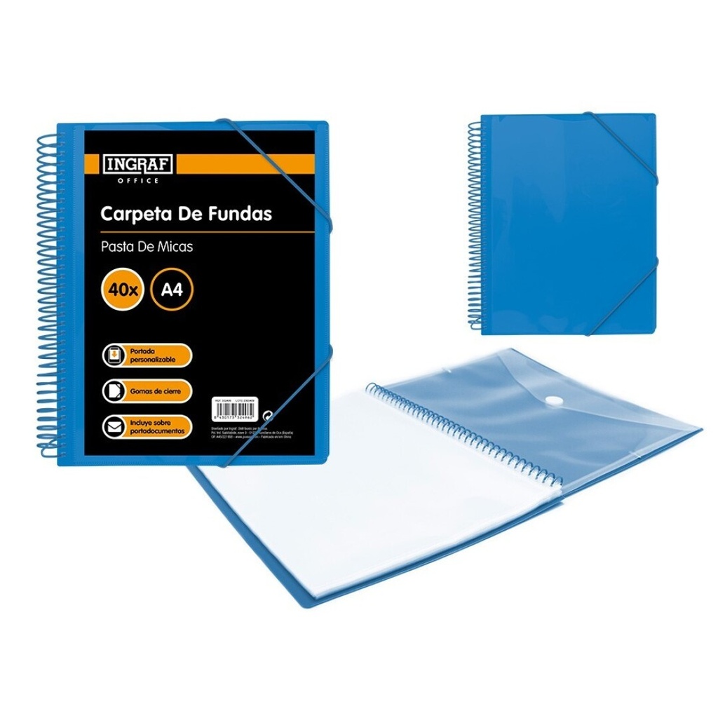 Carpeta espiral 40 fundas A4 personalizable con sobre Ingraf