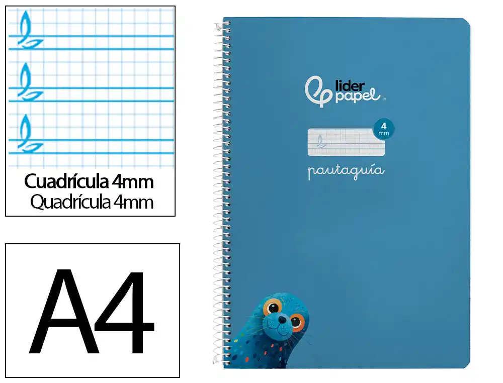 Cuaderno espiral 4X4 pautaguia A4 75g 80h T/B Liderpapel