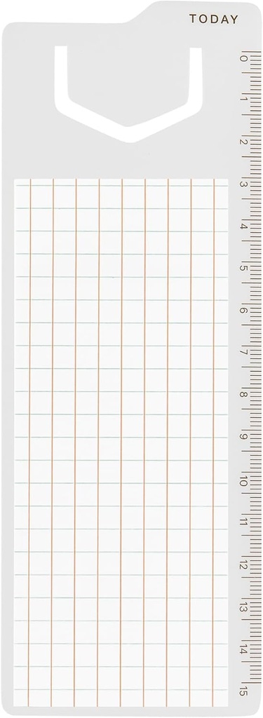 Regla marcapáginas 15 cm con bloc de notas adhesivas cuadriculadas 50 x 125 mm, 32 hojas para agendas, cuadernos y planificación diaria, Plan&Mark XL cuadrícula Miquelrius