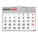 Calendario 2026 de pared Basic, Con números grandes, Organizador anual A4: 296 x 210 mm, Con espacio para anotar, Encuadernación espiral doble, Planificador 12 meses, Español Miquelrius