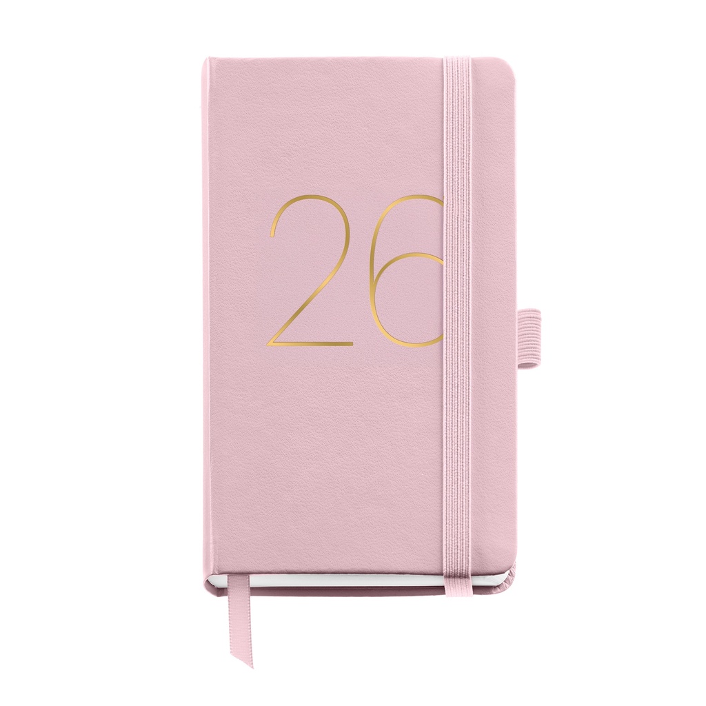 Agenda Anual (2026) Basic Chester Cosida Tapa Simil Piel Con Goma Passport 90X140 D/P Rosa Miquelrius