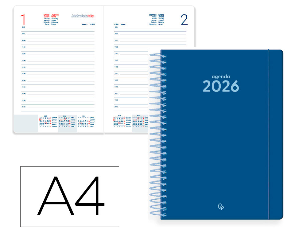 Agenda espiral Classic A4 2026 día página 70gr FSC Liderpapel