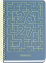 Miquelrius - Agenda escolar 2026 2027 semana vista 10 meses, Tamaño A6+ (11,7×17,4 cm), Cartón plastificado, Espiral metálico a color, Cantos redondeados, Stickers, Español-EN, Azul Miquelrius