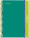 Agenda escolar 2026 2027 semana vista 12 meses, Tamaño A5+ (15×21,3 cm), Polipropileno, Espiral metálico a color, Cierre de goma, Cantos redondeados, Stickers, Español-EN, Green-Lime Miquelrius