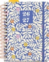 Agenda escolar 2026 2027 semana vista A5+, Cartón forrado y cierre de goma, Papel 100 g/m², Doble espiral, Separadores, bolsillo interior, regla marcapáginas y stickers, Blue garden  Miquelrius