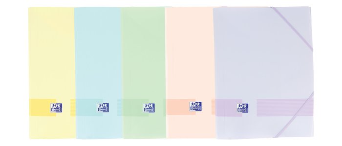 Carpeta Gomas A4+ 3 solapas plástico Live&Go colores surtidos pastel Oxford