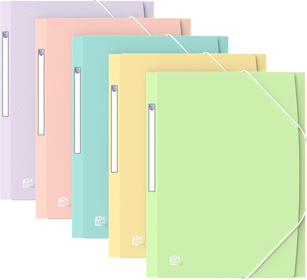 Carpeta Gomas A4 3 solapas plástico Urban colores surtidos pastel Oxford