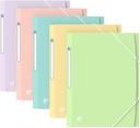 Carpeta Gomas A4 3 solapas plástico Urban colores surtidos pastel Oxford