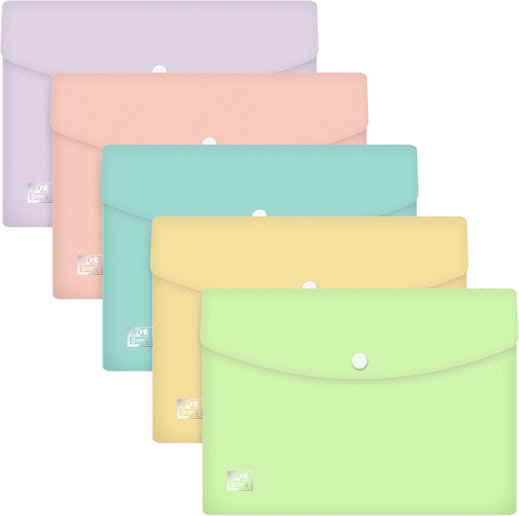 Sobre dossier broche A5 plástico colores surtidos pastel Urban Oxford