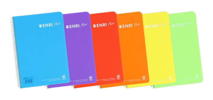 Cuaderno espiral liso Fº 90g 80h T/P C/M Enri