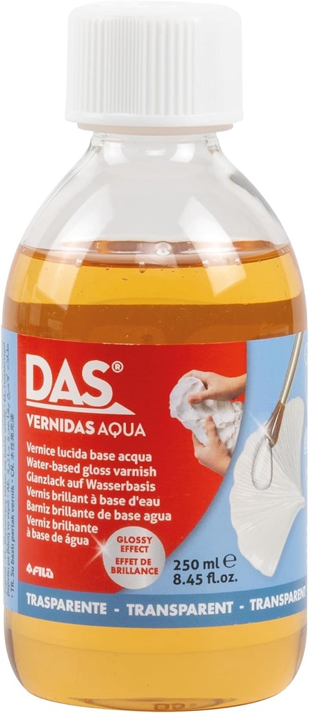 Barniz brillante al agua transparente 250ml apto para niños Das
