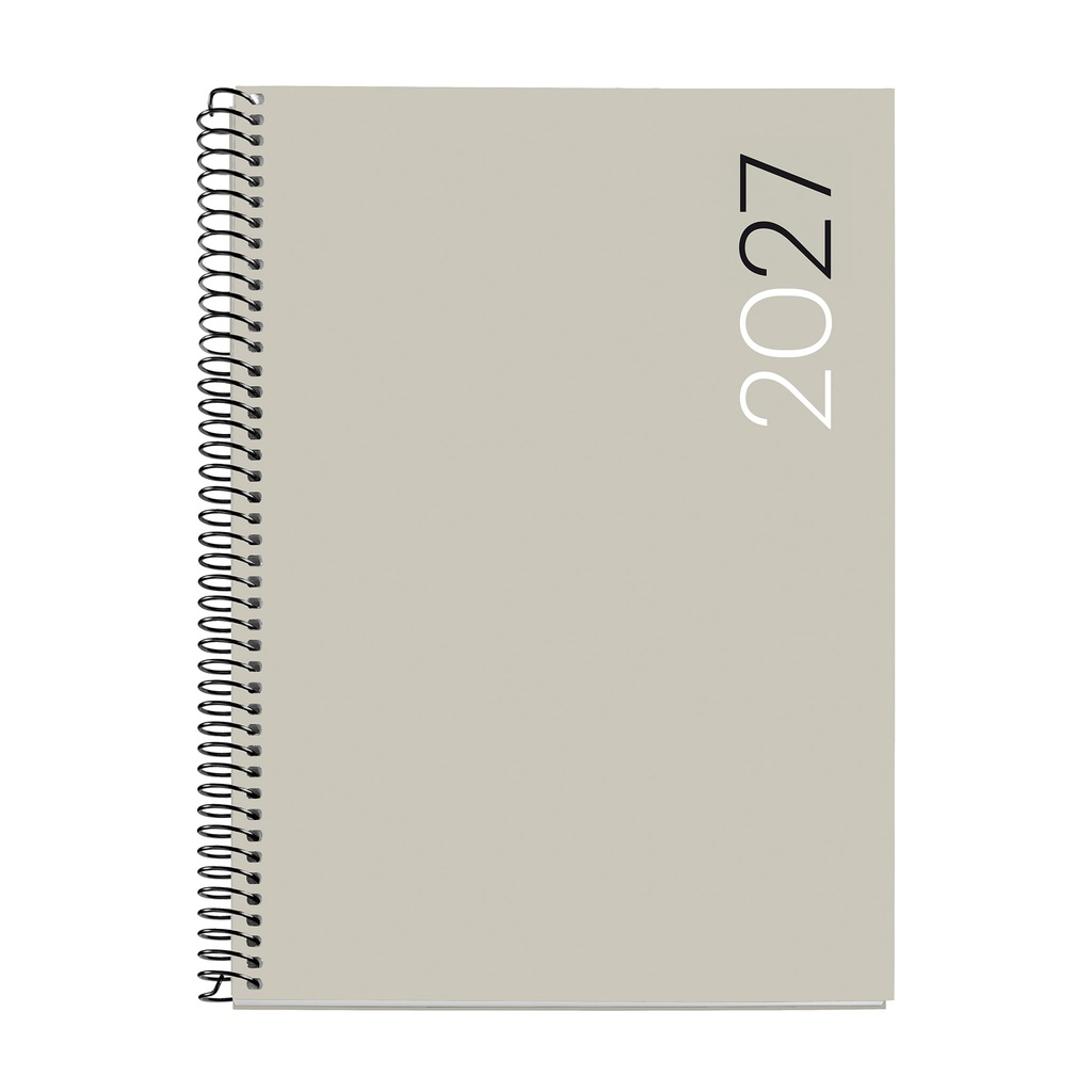 Agenda Espiral Plus Día Página Polipropileno City Gris 2027