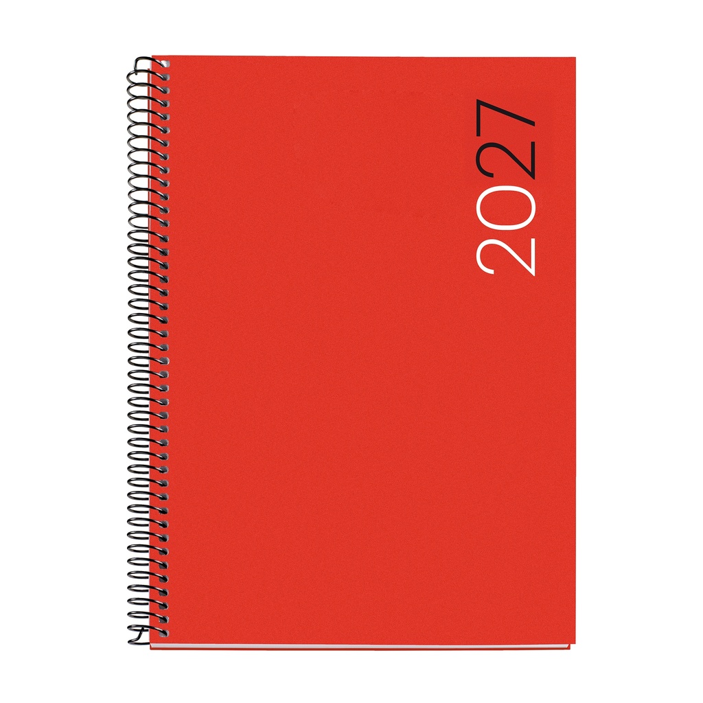  Agenda 2027 Día por Página A5+, Español, Rojo Miquelrius