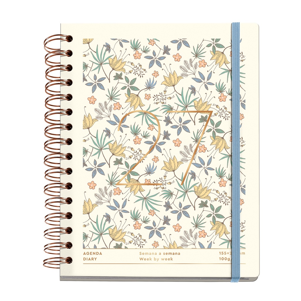 Agenda Plus Wire-O Día Página Cream Liberty 2027