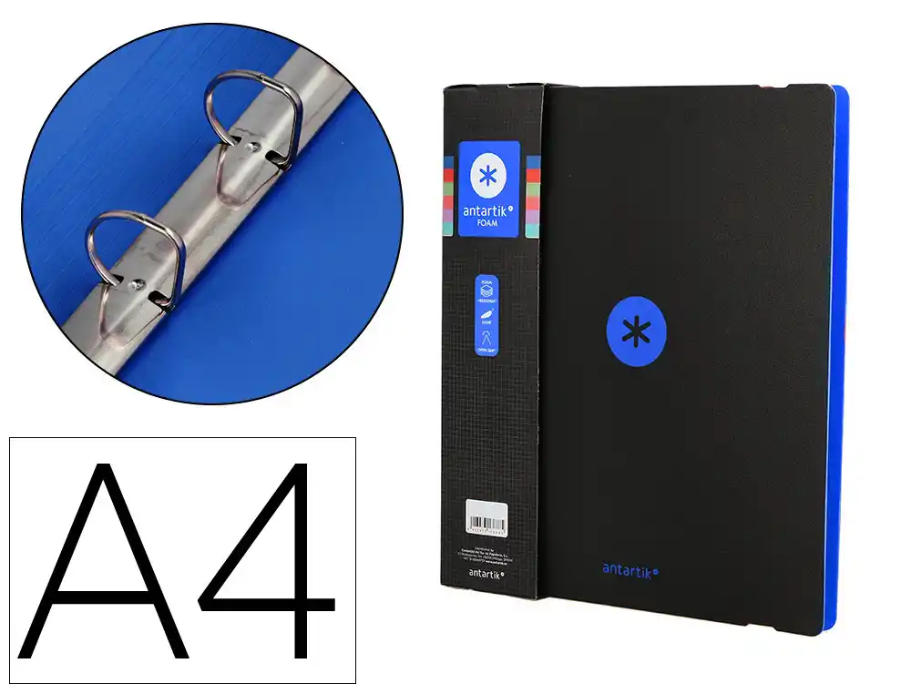 Carpeta A4 4Ax35mm plástico Foam negra Antartik