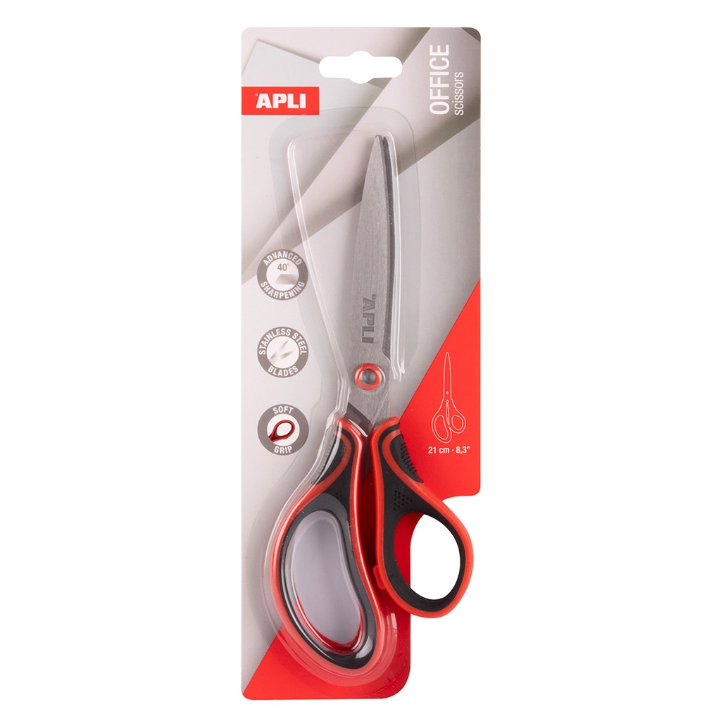 Tijera oficina 21cm acero inoxidable mango ergonómico Apli