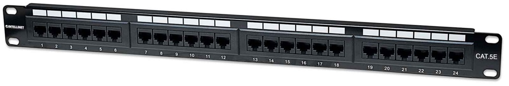 Panel de Parcheo Cat5e 24 puertos, UTP, 1U 19" Intellinet