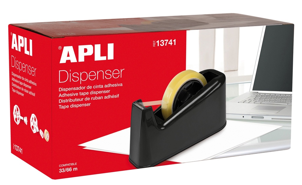 DISPENSADOR ROLLOS 33/66MTS NEGRO APLI