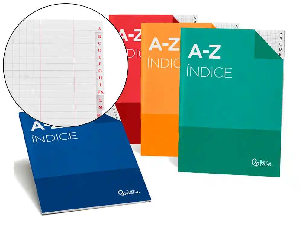 Libreta indice 4º 70g 24h T/P colores surtidos Liderpapel