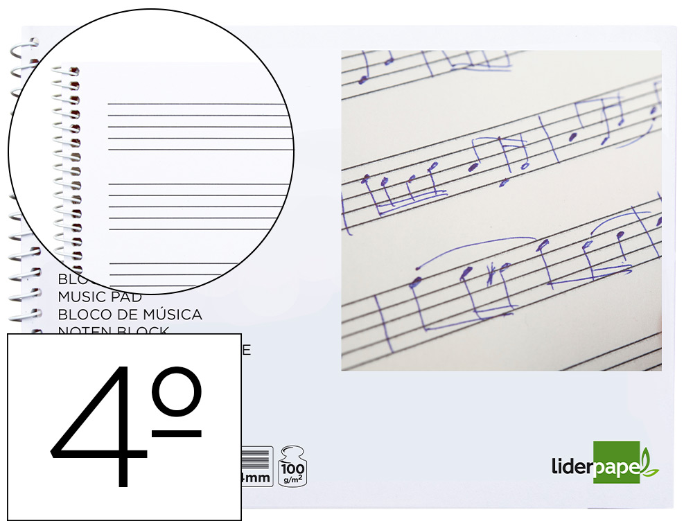 BLOC MUSICA 4º PENTAG 4MM 20HJ 100GR LIDERPAP