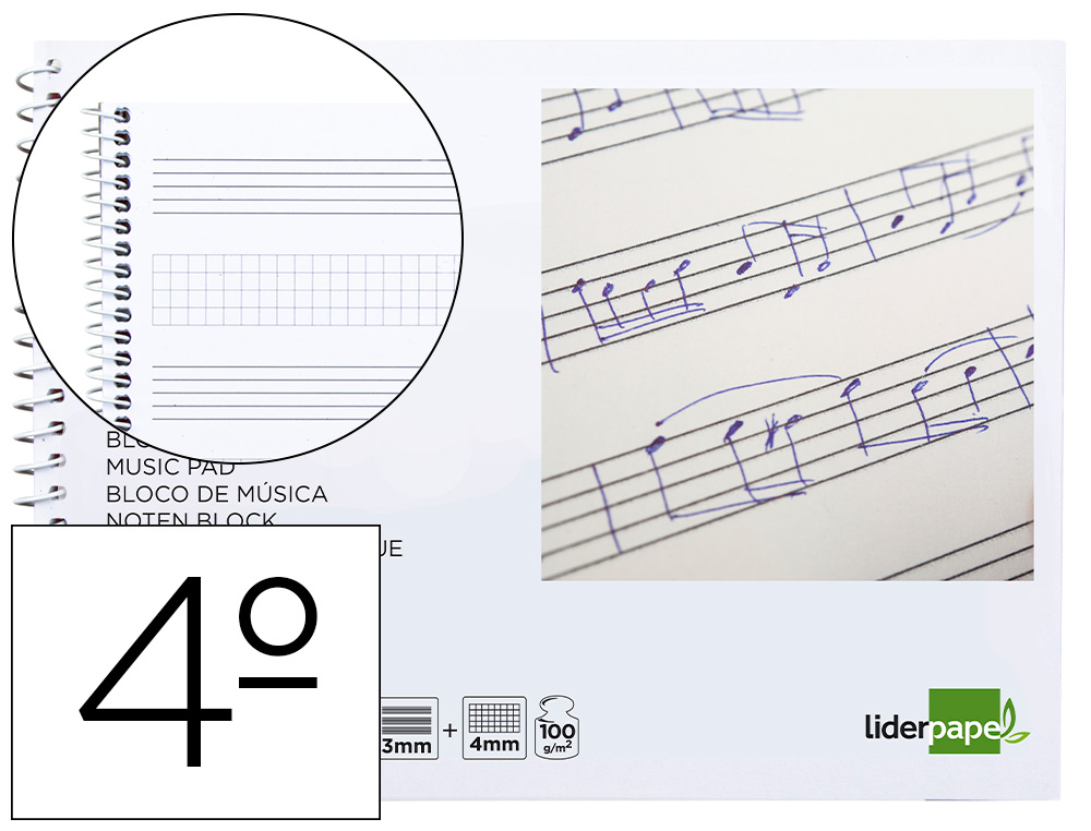 BLOC MUSICA 4º PENTAGRAMA 20H 100G 3+4MM LIDE
