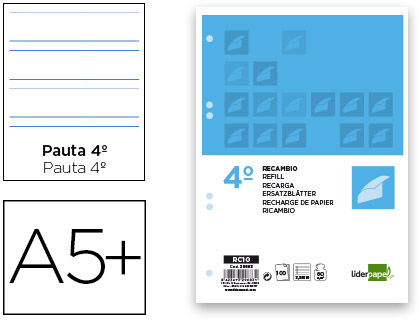 Recambio 2L 3.5mm 4º 60g 100h con margen 6 taladros Liderpapel
