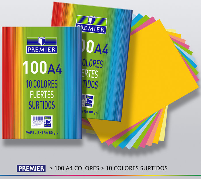 PAPEL A4 80GR 100HJ TAURO 10 COLORES FUERTES