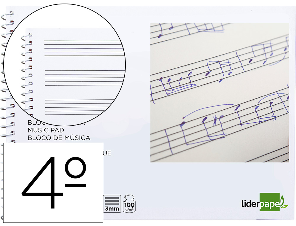 Bloc musica 3mm 4º 100g 20h Liderpapel