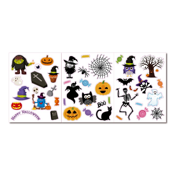 ADHESIVOS REMOVIBLES HALLOWEEN 3 HOJAS