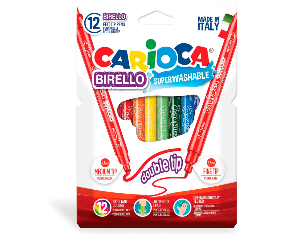 Rotuladores Carioca Birello bipunta 12uds