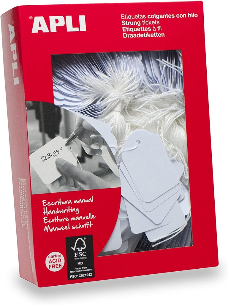 ETIQUETAS COLGANTES 36X53 BLANCAS APLI