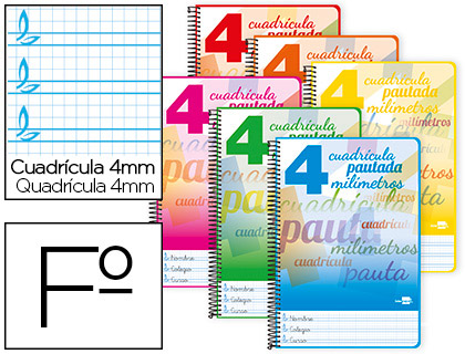 Cuadernos espiral 4X4 pautaguia Fº 75g 80h T/B Liderpapel