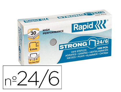 GRAPAS GALVANIZADAS 24/6 STRONG 1000UDS RAPID