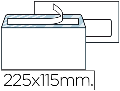 Sobre 115x225mm ventana derecha tira de silicona open system blanco Liderpapel